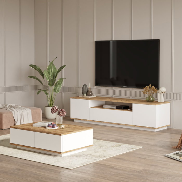 Hanah Home Conjunto de Muebles de Salón Fr17-Aw Pino Atlántico y Blanco